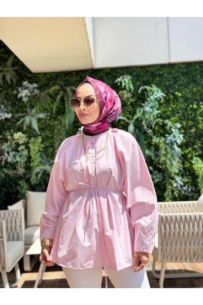 ALANURMODA 3464 Collar Pleated Detailed Shirt Pink