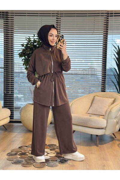 ALANURMODA 22839-5 Roba Segmented Zipper Suit Brown