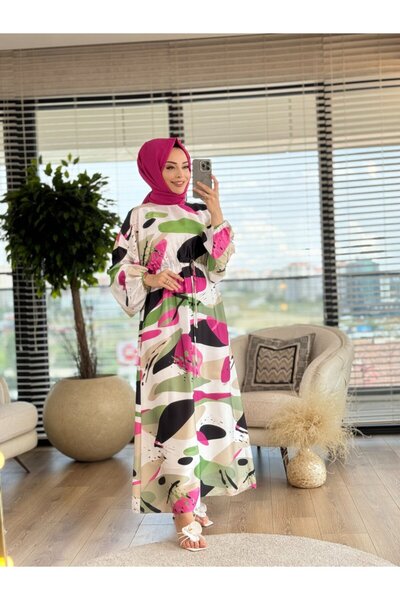 ALANURMODA 1149 Waist Tunnel Dress Fuchsia