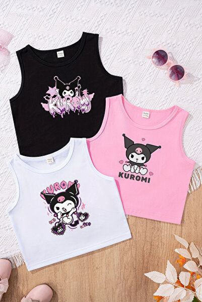 MYADA Kuromi Baskılı Kız Çocuk 3'lü Crop Set 22157 23408 23447