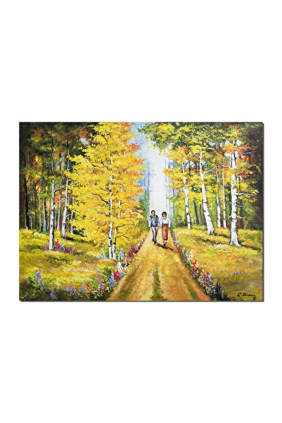 artnova Ръчно рисувана картина на влюбени, Заповядат заедно завинаги, 80x60см...
