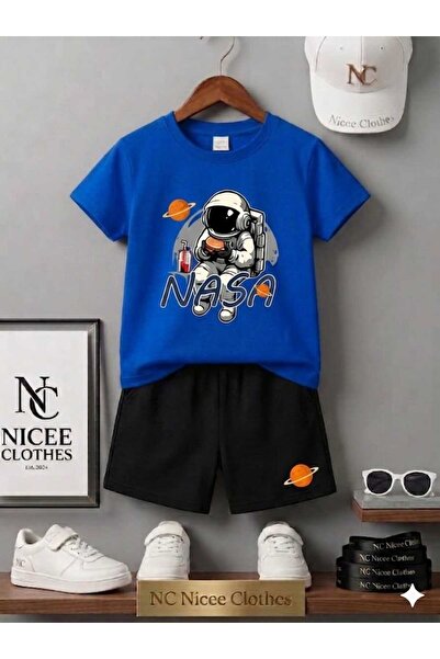 NC Nicee Clothes تي شيرت صيفي للأطفال شورت يونيسكس (مطبوع عليه هامبرغر)