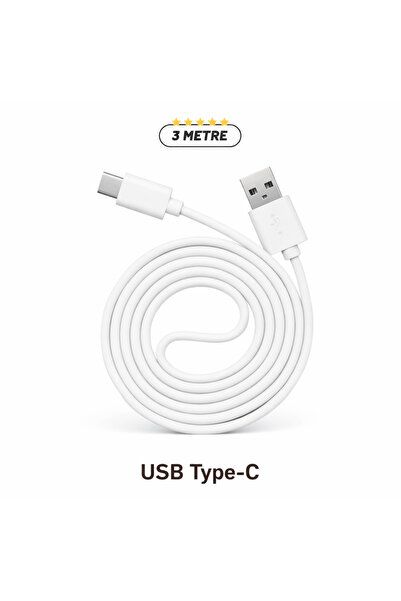 Empressco Uzun TYP-C - USB Şarj Kablosu, 3 Metre, Hızlı ve Güvenli Şarj Uyumlu