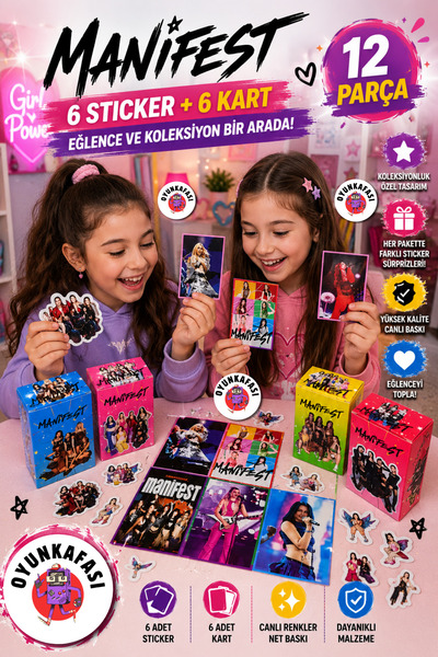 OYUNKAFASI Manifest Sticker ve Koleksiyon Kartı Seti 12 Parça – 6 Sticker 6 K...