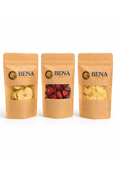 Bena Dried 3’lü Kuru Meyve Keşif Paketi 30 g – Elma, Çilek ve Ananas