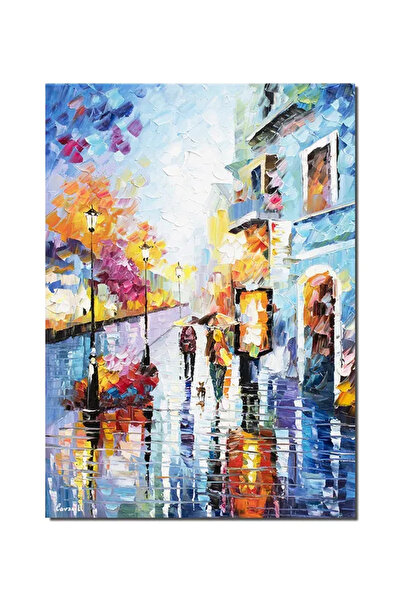 artnova Ръчно рисувана картина, Стилизиран градски пейзаж, 70x50см маслени бо...