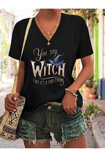 Deocept Women's Mix Printed V-Neck Sleeved Regular Fit Comfortable T-Shirt