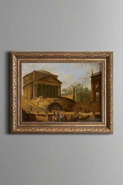 epiqart Ancient Temple and Daily Life in Rome - Vintage Patterned Painting - ...