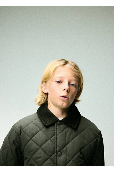 MANGO Kids Fitilli kadife yakalı kapitone ceket