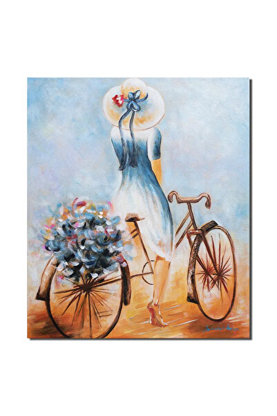 artnova Χειροποίητος πίνακας, Κυρία με ποδήλατο, 60x50 εκ. λάδι σε καμβά, Μίρ...