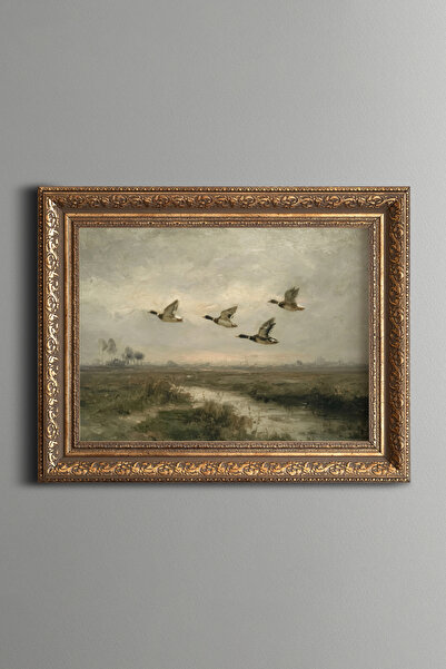 epiqart Ducks Draining from the Sky - Vintage Patterned Painting - Thick Model