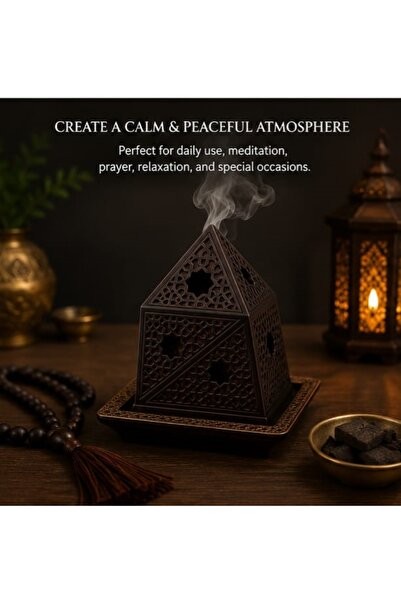 Velvet Luxury Arabic Incense Burner with Geometric Design – Bakhoor & Oud Hol...