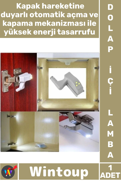 Wintoup #Lamba Menteşe Üstü Sensörlü Gardırop Mutfak Led Aydınlatma Dolap İçi...