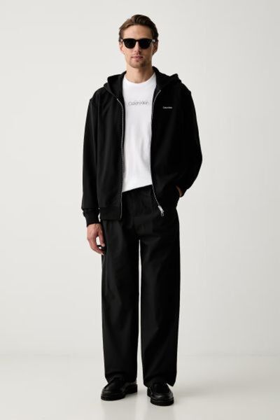 Calvin Klein SİYAH FERMUARLI KAPÜŞONLU ERKEK SWEATSHIRT