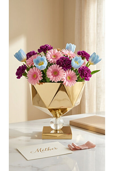 Decodelight Modern Dekoratif Geometrik Dizayn Kristal Taşlı Gold Krom Eskitme...