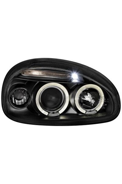 Junyan Μπροστινά Φώτα Opel Corsa B (1993-2001) Angel Eyes - Μαύρα, με λάμπες ...