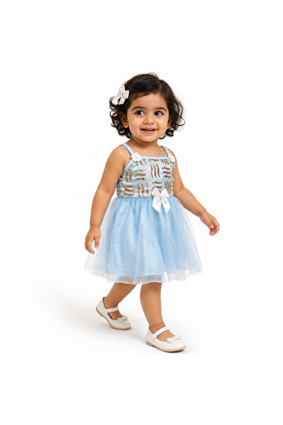 Generic Girls Party Dress Layered Tulle Trimmed with Shiny Appliques and Bow ...