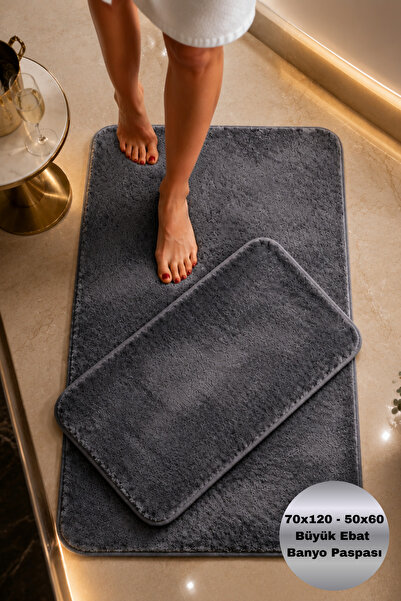AVANTAJ Relax Antrasit Kaymaz 70x120 50x60 Taban Makinede Yıkanabilir Yumuşak...