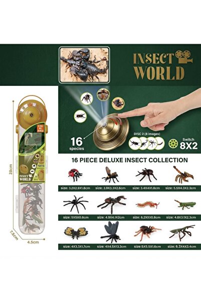 OEM Set Proiector Educativ Insecte pentru Copii cu 12 Figurine si Marire 8x P...