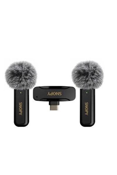 Universal Snopy Sn-Mw80 Black Wireless Type-C Lapel Microphone with 2 Microph...