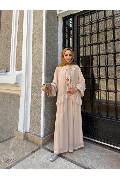 W WARGA Chiffon Suit with Ruffled Top and Pants