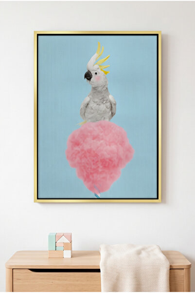 Jasmine Art Cockatoo Bird on Cotton Candy Kids Wall Art | Portrait Framed Can...