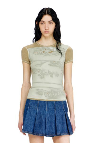 Diesel BEJ KADIN DESENLİ T-ELE-LONG-AA1 TOP