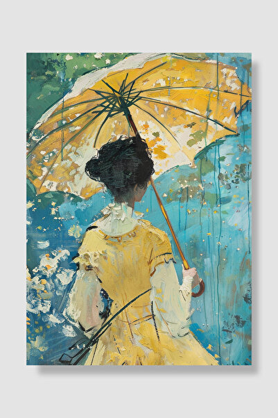 Luna Marissa Woman with Umbrella Poster Yellow Umbrella Yellow Dress Woman Ba...