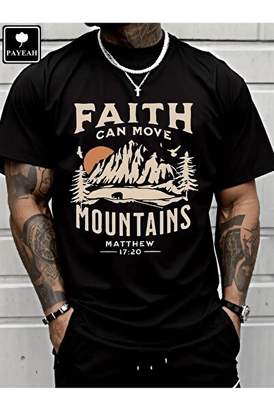 212ZTD تي شيرت Faith Can Move Mountains مصنوع من قماش ثقيل بنسبة 100%