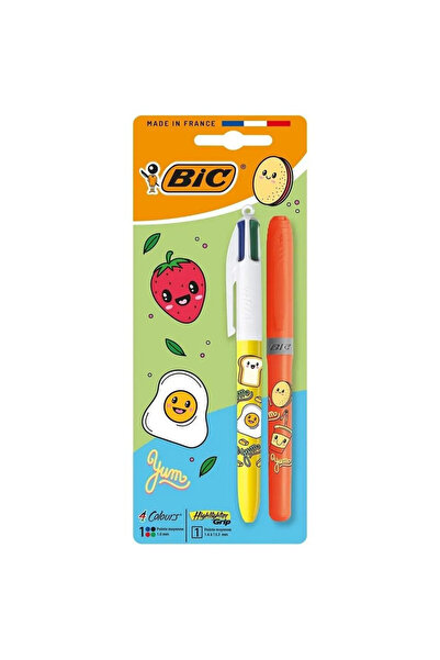 Bic Set pix si marker Kawaii mix, pix cu 4 culori, textmarker portocaliu, mul...