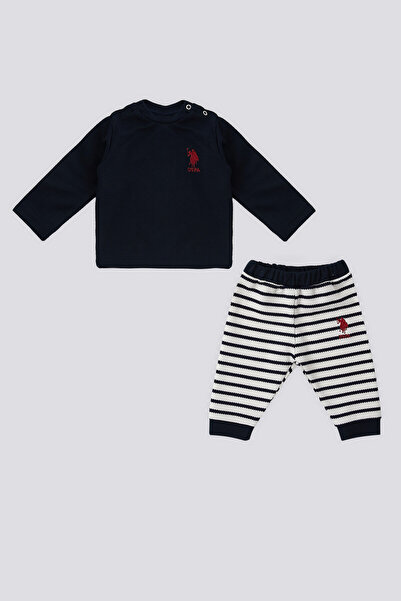 U.S. Polo Assn. طقم أطفال مخطط باللون الأزرق الداكن من يو اس بولو أسن مكون من...