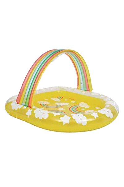 OEM Piscina galbenă acoperită cu model curcubeu pentru copii 144 x 128 x 84 cm