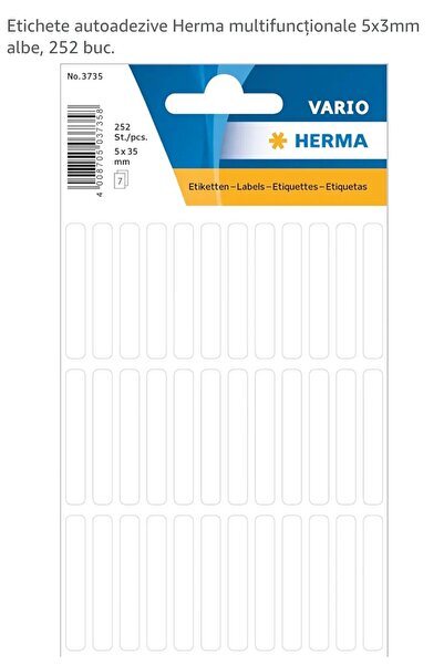 Herma Self-adhesive labels, Herma, 5 cm x 3.5 mm, white, 252 pcs