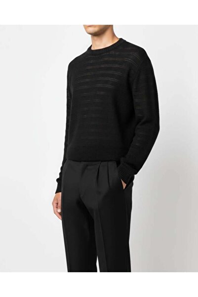 TerziAdemAltun Italian Style Men's Cycling Collar Knitwear Sweater Black T13138
