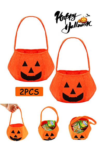 GGEROU 2PCS Halloween Pumpkin Bag 3D Non Woven Candy Tote Bag Halloween Pumpk...