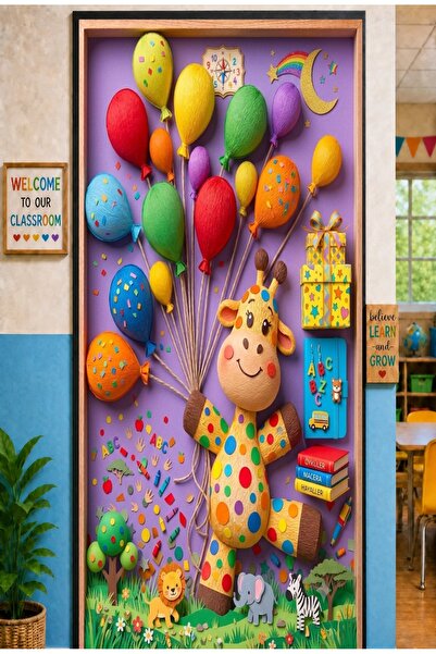PROMISEBACKDROP2 زينة باب مرنة مقاس 190x75 سم، زينة باب من القماش، بالونات مل...