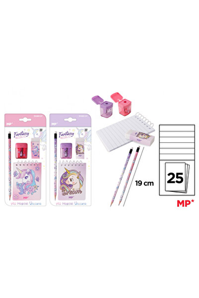 OEM Set accesorii scolare 4 piese, tema unicorn, roz, violet