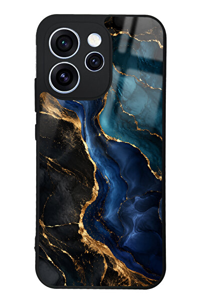 Spoyi Oppo Reno 15 Pro Midnight Sapphire Marble Tasarımlı Glossy Telefon Kılıfı