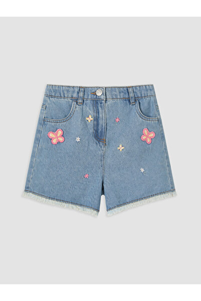 LC Waikiki Embroidered Girls' Jean Shorts
