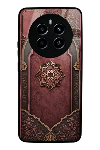 Spoyi Realme 12 Pro Burgundy Glossy Phone Case with Ottoman Emblem Design
