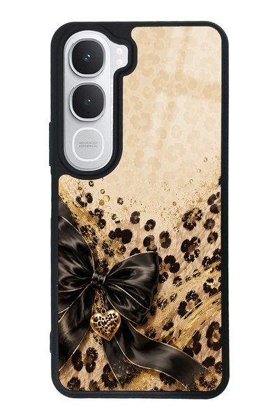 Spoyi غطاء هاتف لامع بتصميم قلب الفهد الذهبي لهاتف Vivo Y31