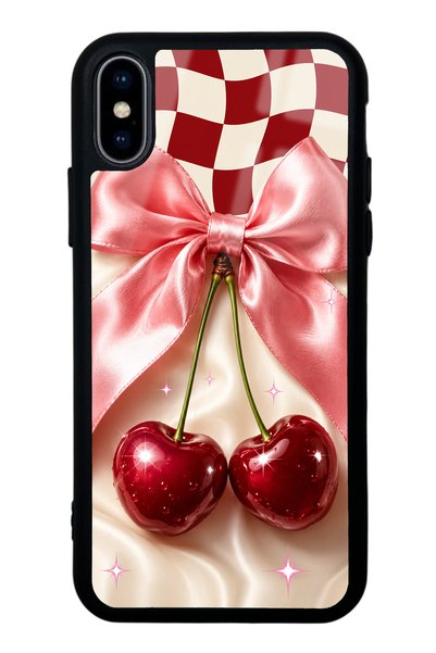 Spoyi iPhone X Glossy Phone Case with Cherry Picnic Bow Design