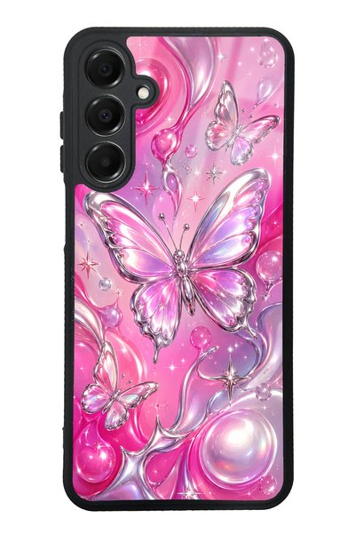 Spoyi Samsung A16 Pink Prism Butterfly Design Glossy Phone Case