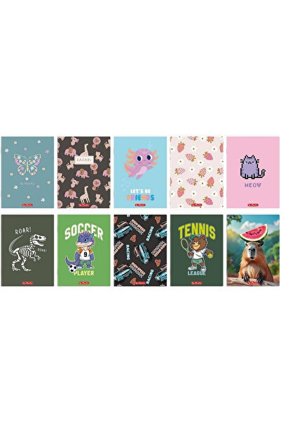 Herlitz Set caiete A5 32 file, mix coperti, multicolor, 10 buc