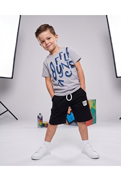 VOY KİDS Boys' Summer Printed T-Shirt and Shorts 6-14 Years Old 2-Piece Set