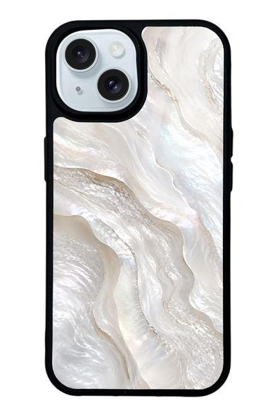 Spoyi iPhone 15 Ivory Pearl Flow Design Glossy Phone Case
