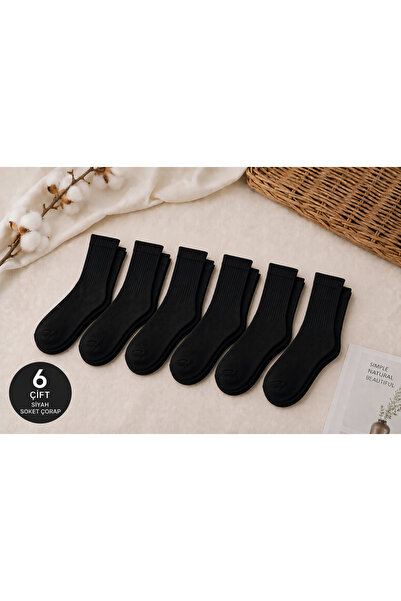 Socks++ 6'lı Ekonomik Paket Siyah Soket Çorap