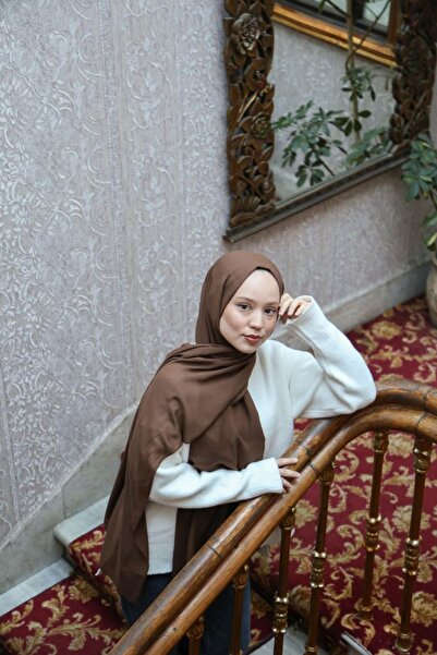ENRİCO FERRİ Petra Plain Viscose Shawl - Brown