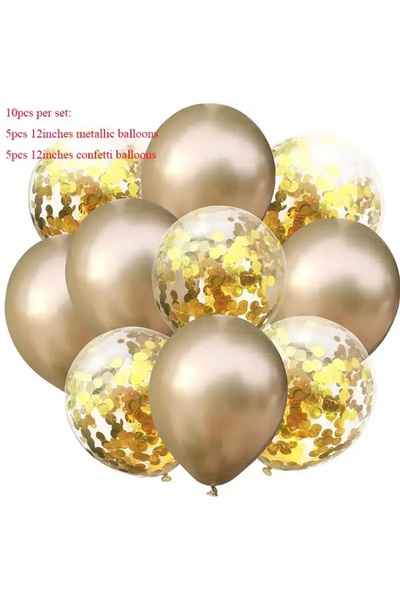 Baloane Vesele Set 10 Baloane Gold Chrome Confetti BLS168-7