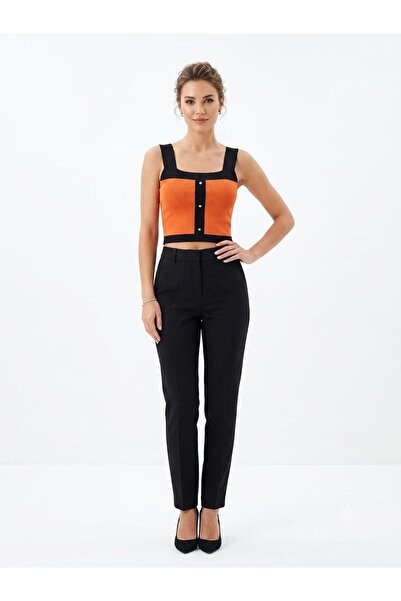 onno style women Strapless Sleeveless Button Detail Tricot Women's Bluz